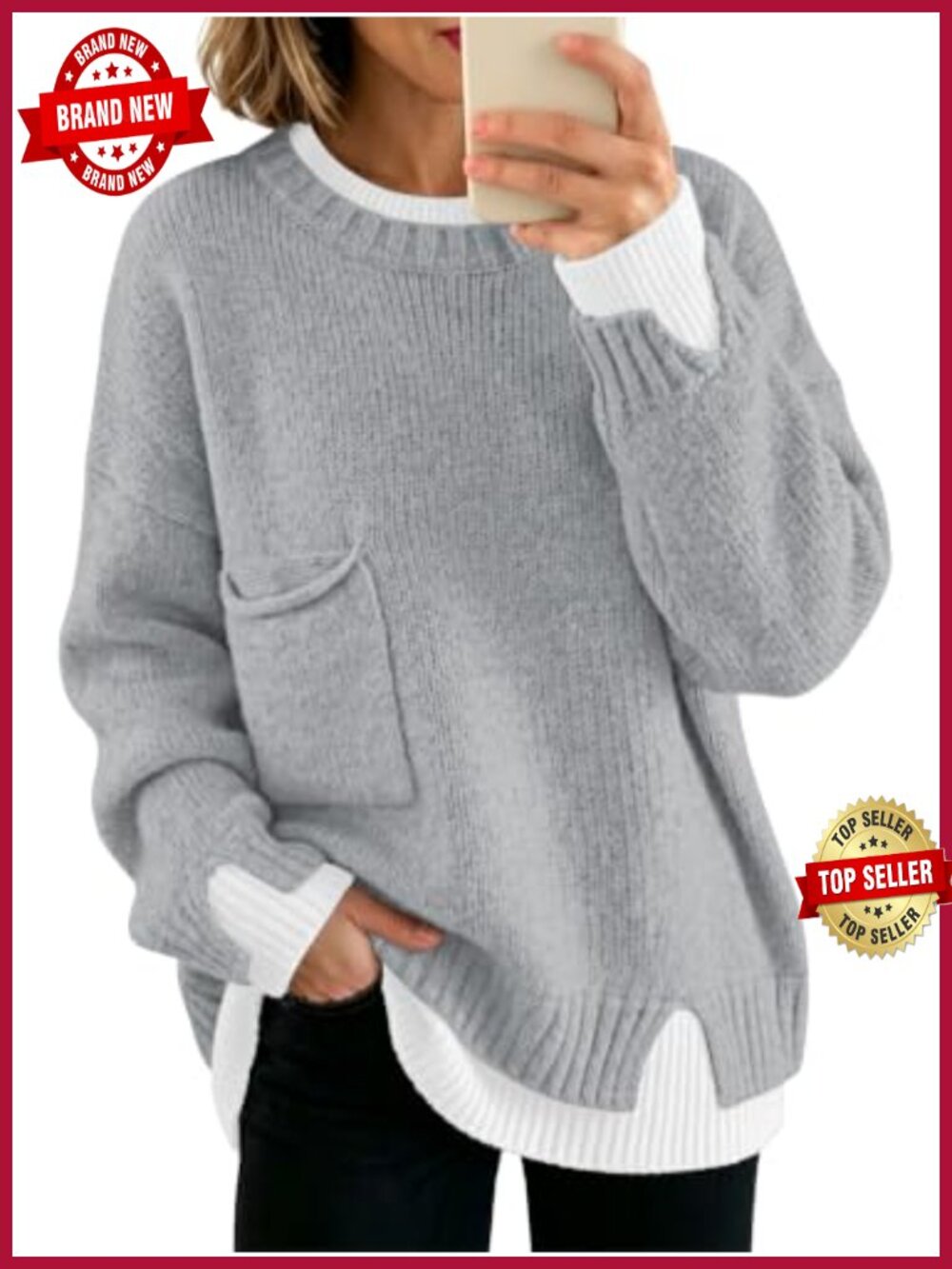 Wool Blend Oversized Chunky Ribbed Knit Sweater Pullover